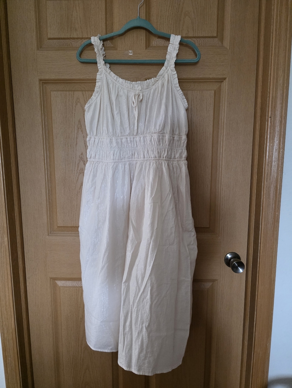 LC Lauren Conrad Cream Shimmer Midi Dress – Size L